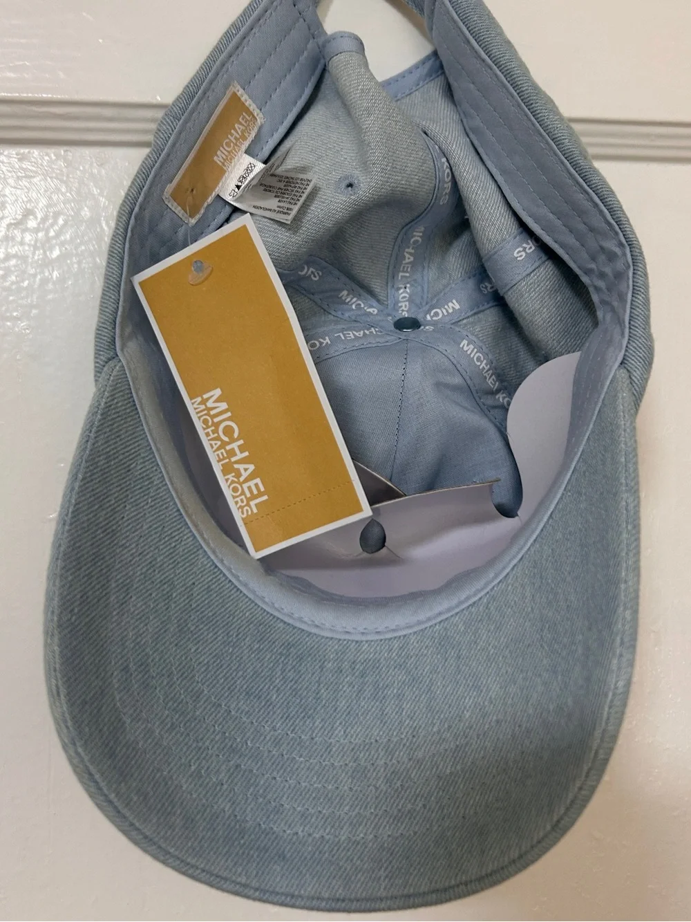 NWT Michael Kors Dusty Blue MK Embroidered Logo Baseball Cap